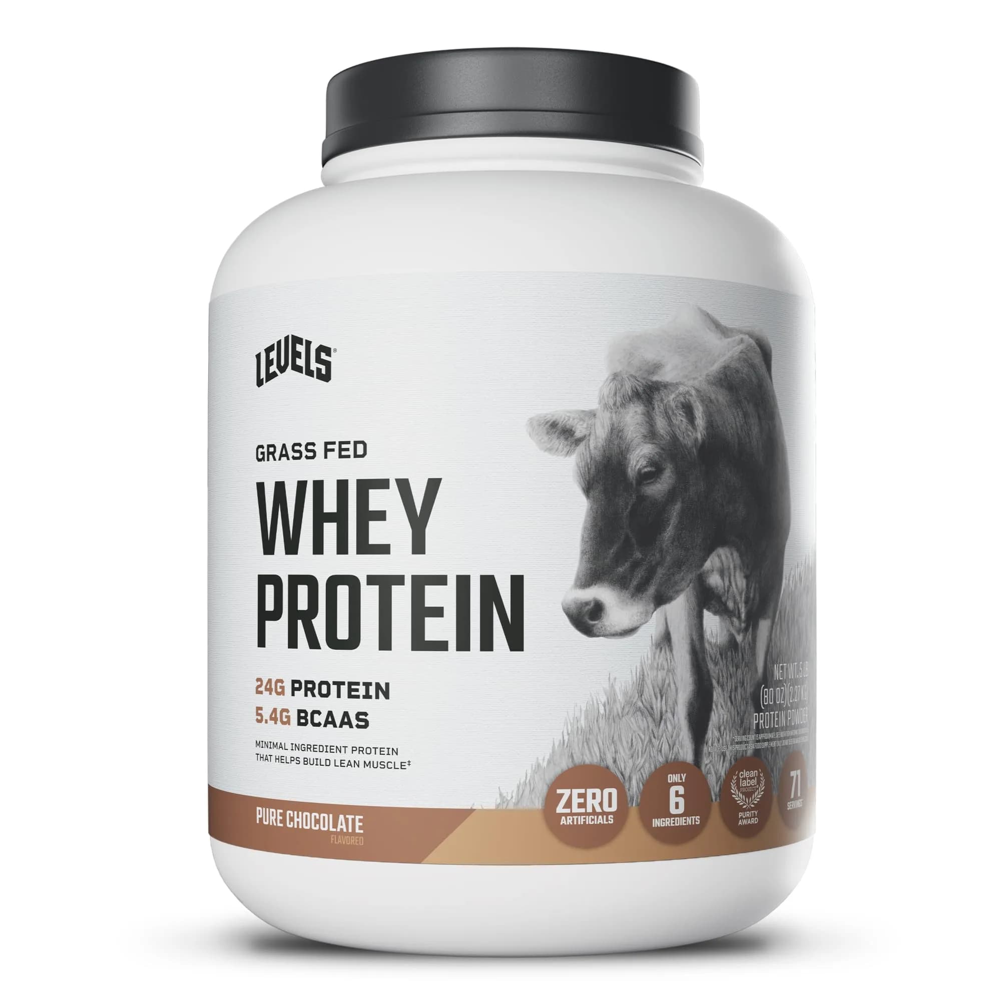 Levels Nutrition Chocolate Mocha Grass Fed Whey Protein Powder, 24G Protein, 2LB | Natural Sweetened Protein for Daily Goals - main product image