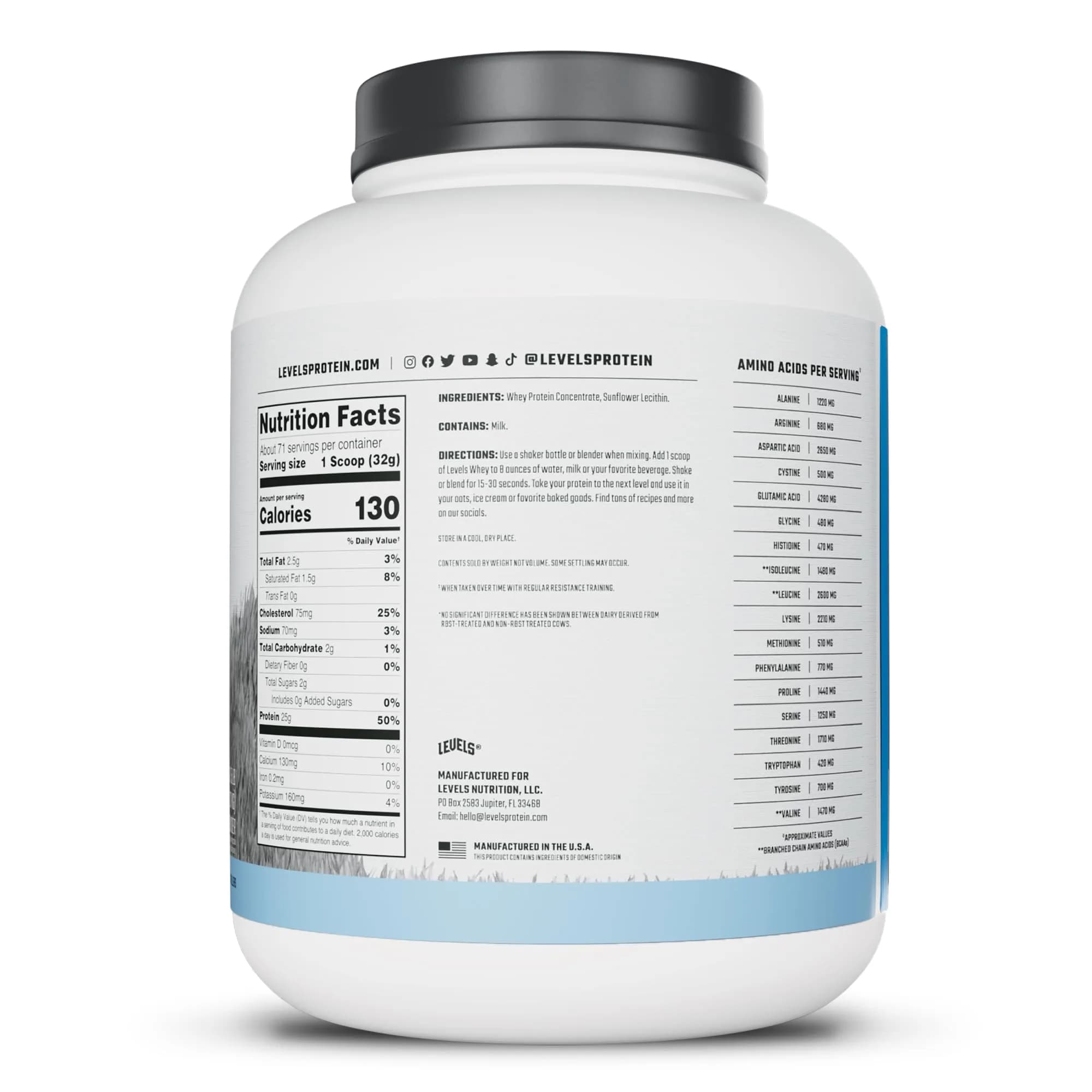 Levels Nutrition Unflavored Grass Fed Whey Protein Powder | 24G Protein, 5LB - view 8