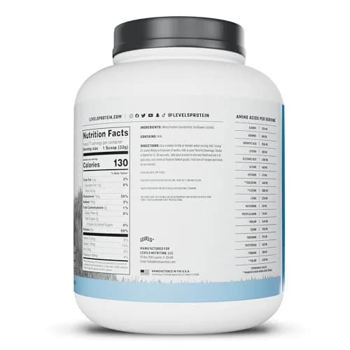 Levels Nutrition Whey Protein Powder, Unflavored, 5 lb (2.27 kg) | 25g Protein Per Serving, Grass-Fed Dairy thumbnail 8