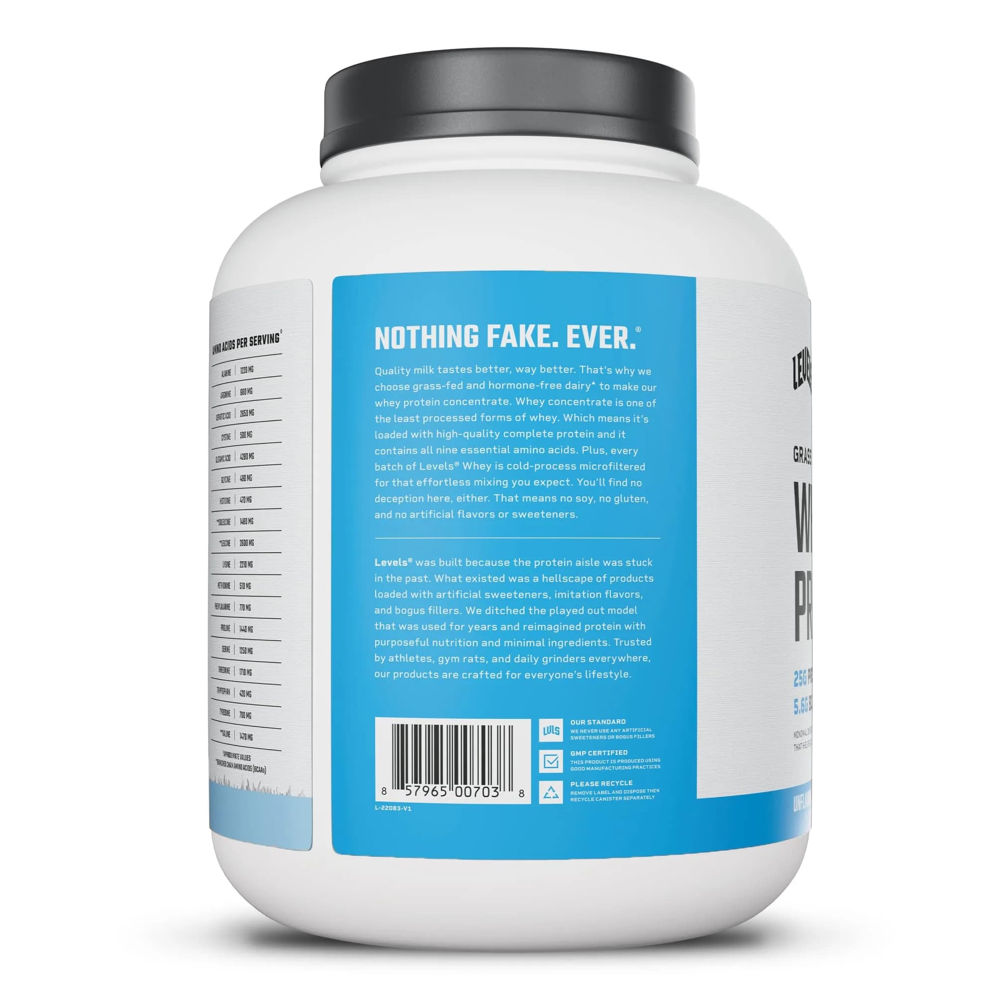 Levels Nutrition Unflavored Grass Fed Whey Protein Powder | 24G Protein, 5LB - view 9