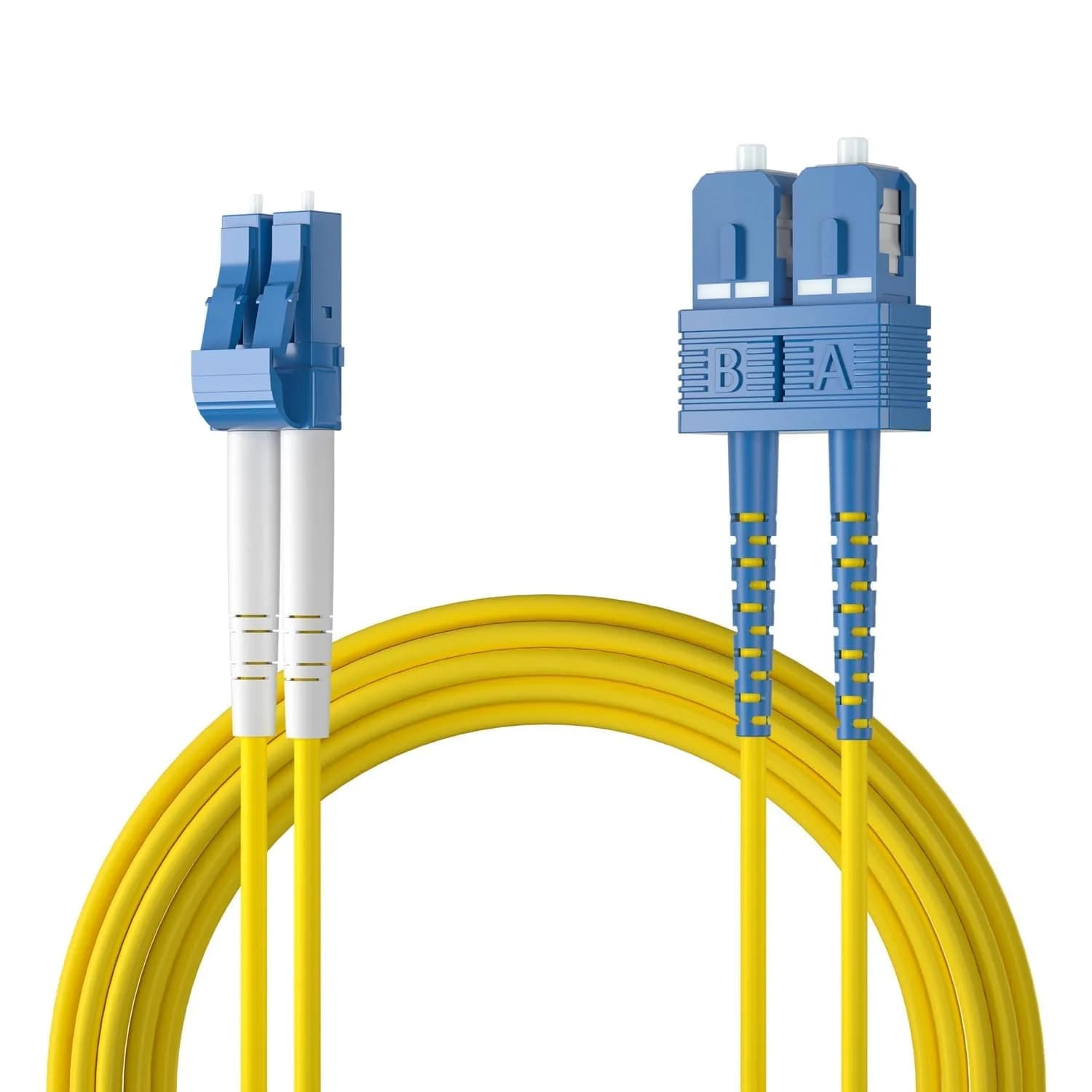10Gtek Fiber Patch Cable - LC to SC OS2 1G/10G Singlemode Duplex 3m | High-Quality Cost-Effective Fiber Optic Cord — SMF OS2, LC-SC, Duplex