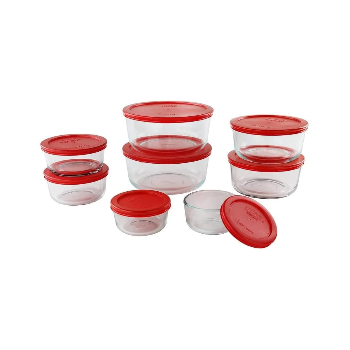 Pyrex Simply Store 8-Pack Glass Food Storage Containers Set with Lids | 16-Piece Set with Airtight Seals — (Medium)