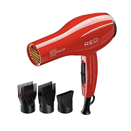Red by Kiss Detangler Dryer Plus 3 Attachments | Lightweight Ceramic Ionic Hair Dryer with Detangle Pik, Concentrator, 1.75 Pound thumbnail 1