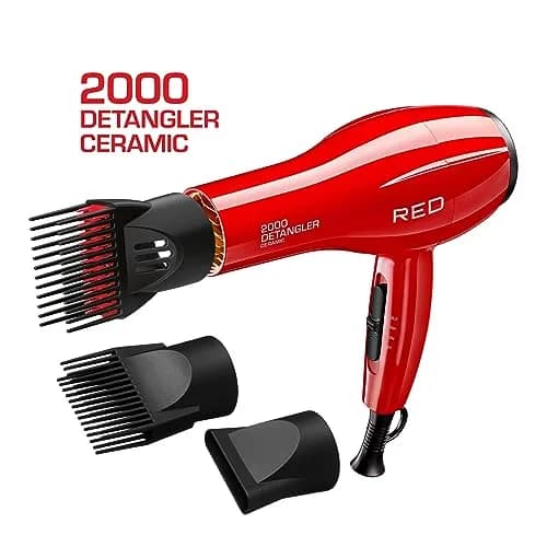 Red by Kiss Detangler Dryer Plus 3 Attachments | Lightweight Ceramic Ionic Hair Dryer with Detangle Pik, Concentrator, 1.75 Pound thumbnail 3