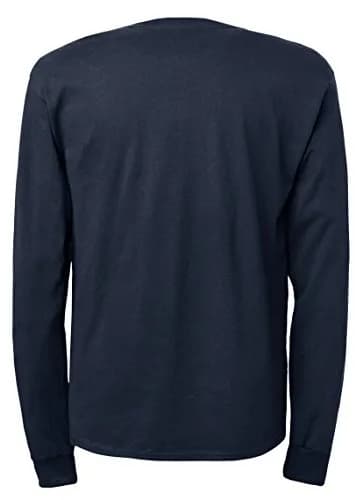 Champion Men's Cotton Long Sleeve Tee, Navy, Large | Classic Comfort & Style thumbnail 2