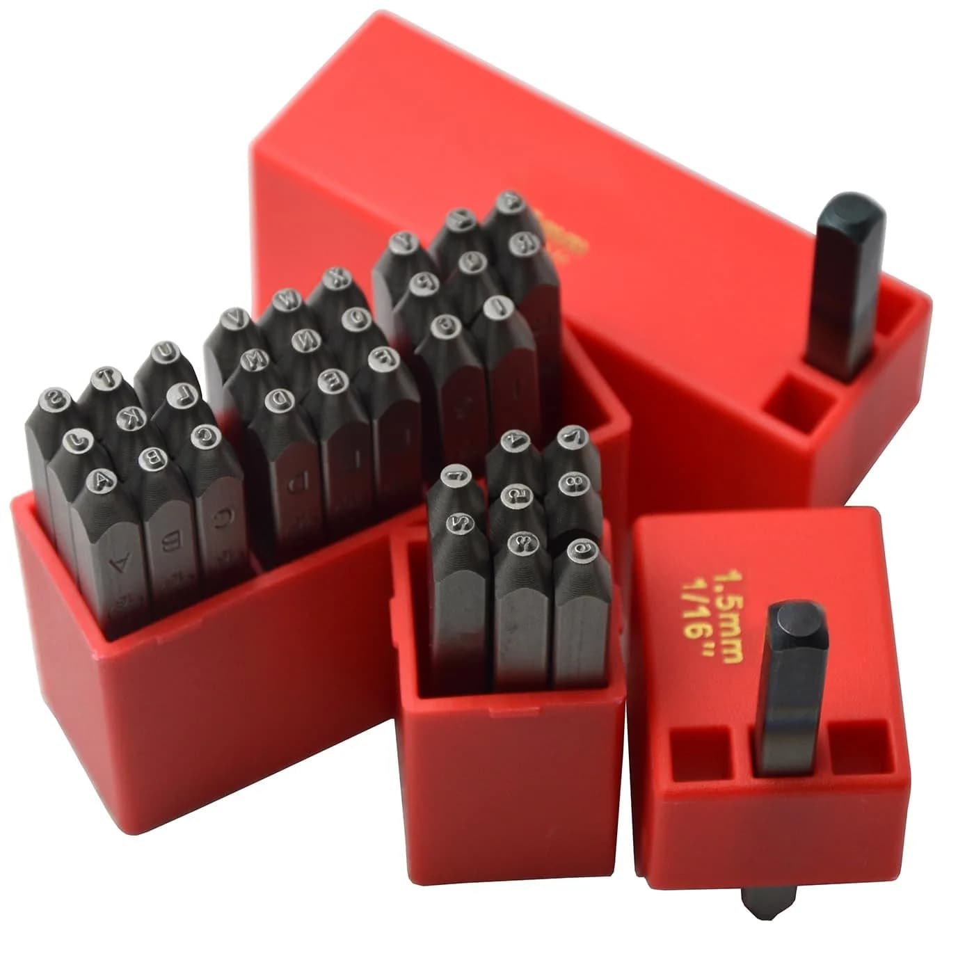 WKSTOOL Heavy Duty Steel Stamp Set 36pcs | Precise Metal & Leather Impressions, 1.5mm Letters & Numbers — 1.5mm Number&Letter