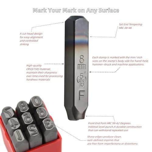 WKSTOOL Heavy Duty Steel Stamp Set 36pcs | Precise Metal & Leather Impressions, 1.5mm Letters & Numbers thumbnail 2