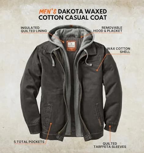 Legendary Whitetails Casual Coat Waxed Cotton Water Resistant Jacket | Rugged & Versatile for Men thumbnail 4