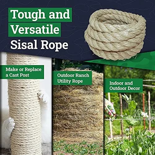 SGT KNOTS Twisted Sisal Rope, Natural Fiber, 1/4 inch x 10 feet | Heavy Duty Craft & DIY Rope thumbnail 4