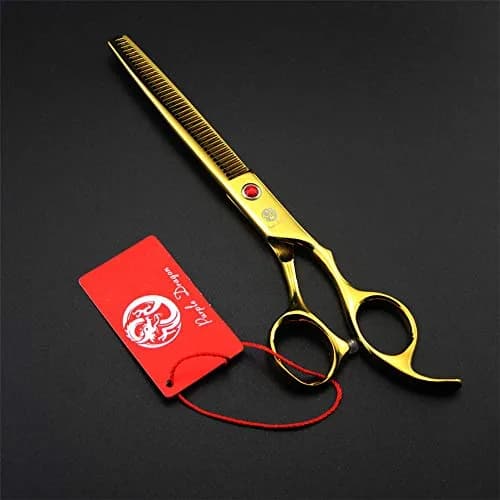 Purple Dragon 7" Dog Grooming Scissors Set with Rhinestone Accent - Golden | Sharp, Durable, Ice Calcined Japan Steel thumbnail 6