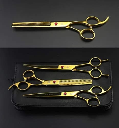 Purple Dragon 7" Dog Grooming Scissors Set with Rhinestone Accent - Golden | Sharp, Durable, Ice Calcined Japan Steel thumbnail 8