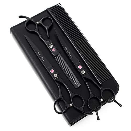 Purple Dragon Pet Grooming Scissors Set with Rhinestone Accent - Black | 7" Professional Pet Shears for Dogs & Cats thumbnail 1