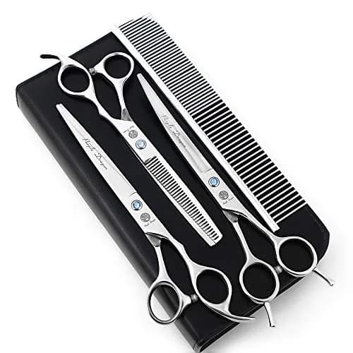 Purple Dragon Pet Grooming Scissors Set with Rhinestone Accent, 7" | Sharp, Durable, Professional thumbnail 1