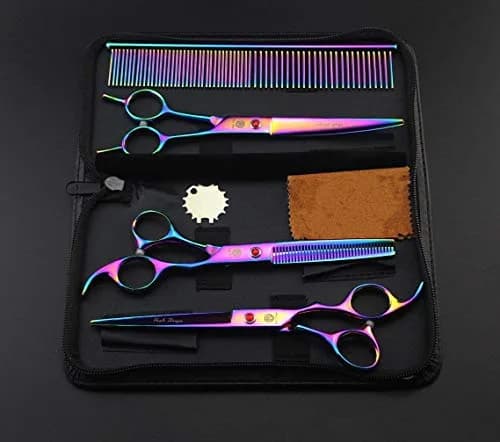 Purple Dragon 7" Dog Grooming Scissors Set with Rhinestone Accent - Rainbow | Sharp, Durable & Professional thumbnail 9