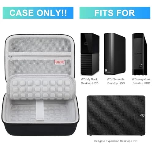 BOVKE Case for Western Digital Elements/My Book Desktop External Hard Drive | Durable Waterproof Shockproof Dust-Free Travel Protection (70-120 chars) thumbnail 2