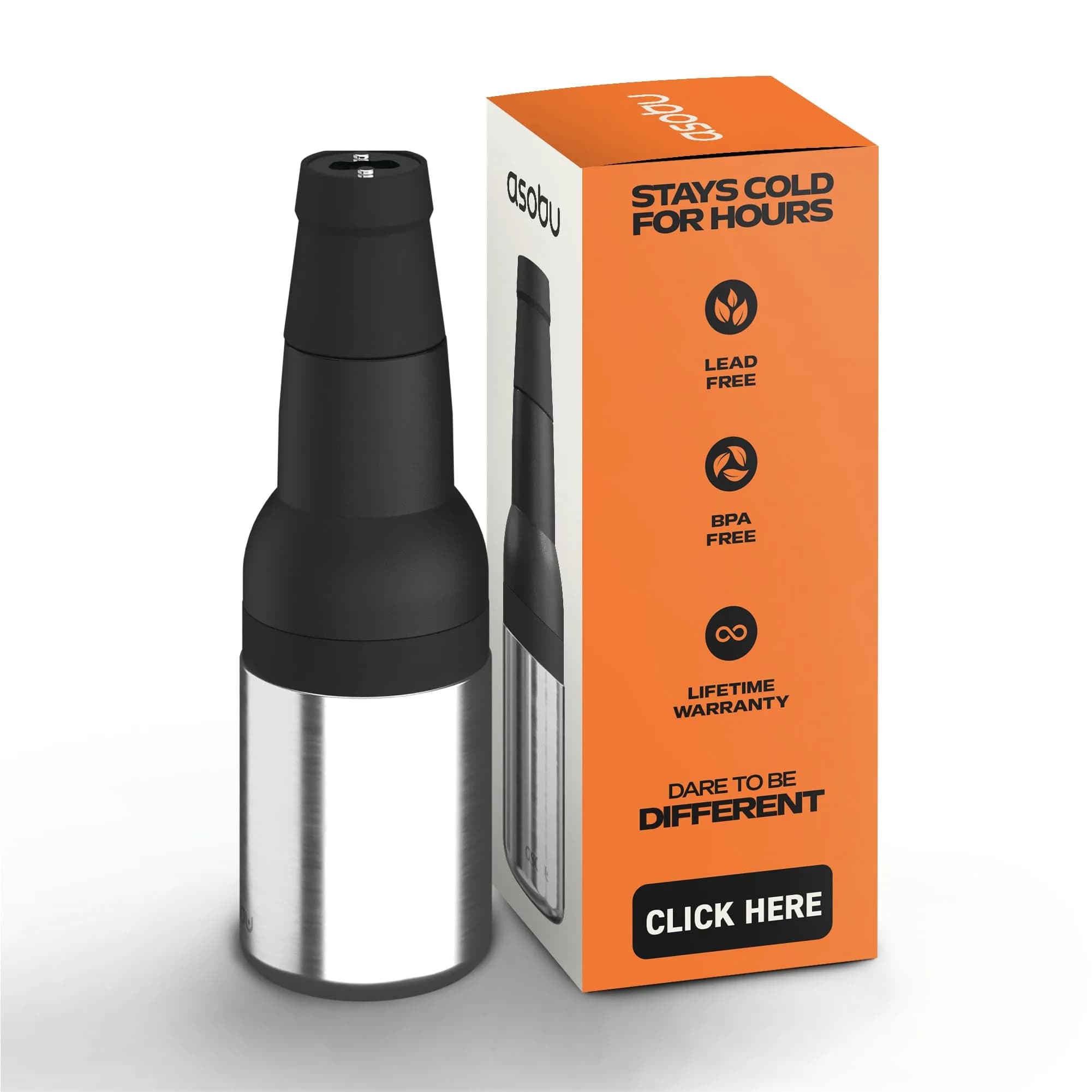 Asobu Frosty Beer Holder 590ml (20 Fl Oz) | Vacuum Insulated Stainless Steel Can & Bottle Cooler with Built-in Opener - main product image