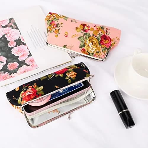 Oyachic Large Coin Purse Floral Canvas 18cm | Vintage Kiss Lock Wallet for Women Girls thumbnail 9