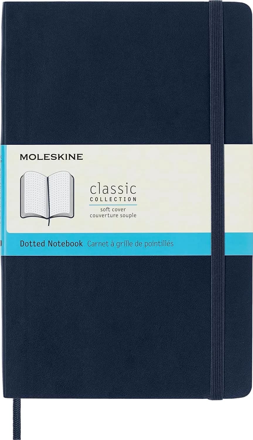 Moleskine Classic Notebook Large 5" x 8.25" Dotted Sapphire Blue | Durable Soft Cover for Creative Planning