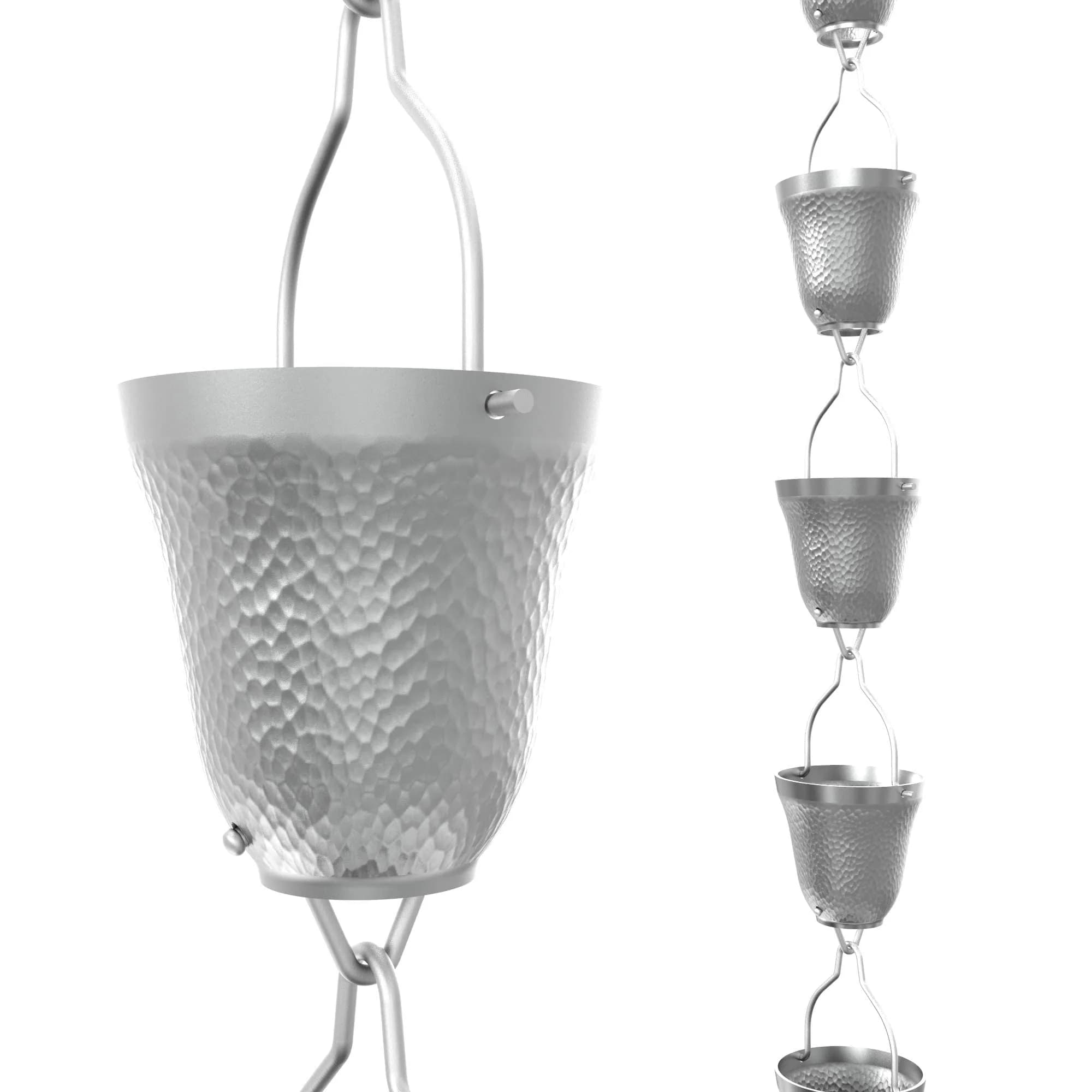 Rain Chains Direct Scallop Rain Chain 8.5 ft | Aluminum Gutter Replacement for Outdoor Décor — Gray Contempo 8.5 ft