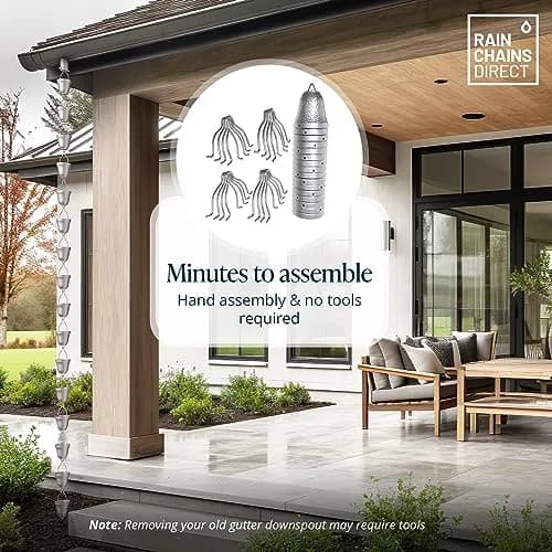 Rain Chains Direct Contempo Rain Chain 8.5 FT | Durable Milled Aluminum Gray for Outdoor Decor thumbnail 3