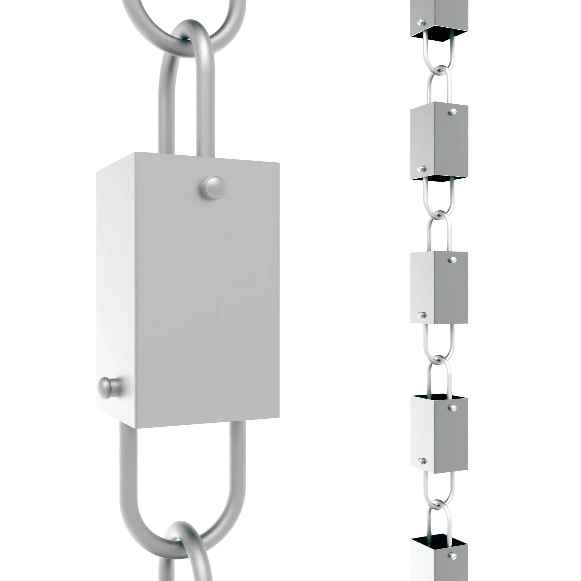 Rain Chains Direct Channel Link Rain Chain Extension 3 Feet Durable Aluminum Black Powder Coating | Custom Length for Gutters — Grey Square Link 8.5 ft