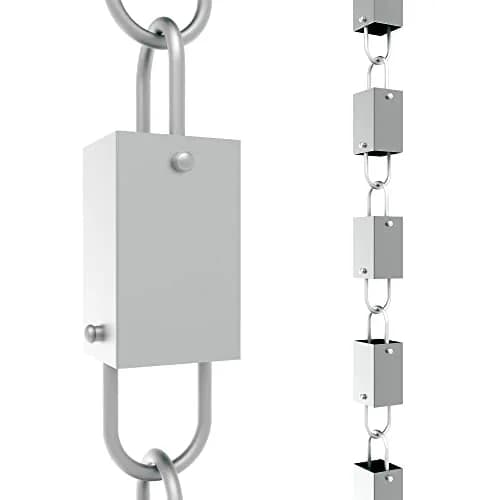 Rain Chains Direct Square Link Rain Chain 8.5 ft | Durable Milled Aluminum for Outdoor Gutter Replacement thumbnail 1