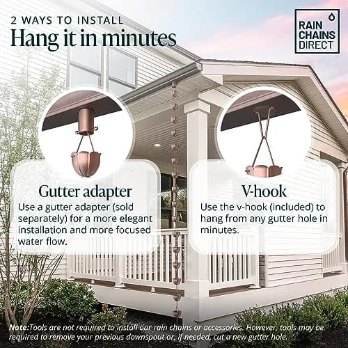 Rain Chains Direct Square Link Rain Chain 8.5 ft | Durable Milled Aluminum for Outdoor Gutter Replacement thumbnail 5