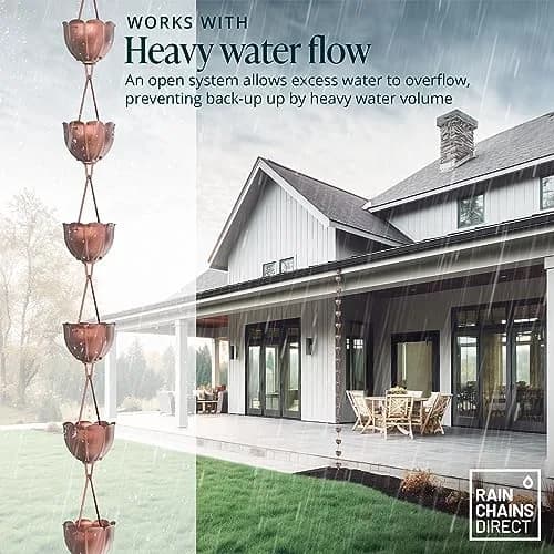 Rain Chains Direct Square Link Rain Chain 8.5 ft | Durable Milled Aluminum for Outdoor Gutter Replacement thumbnail 6