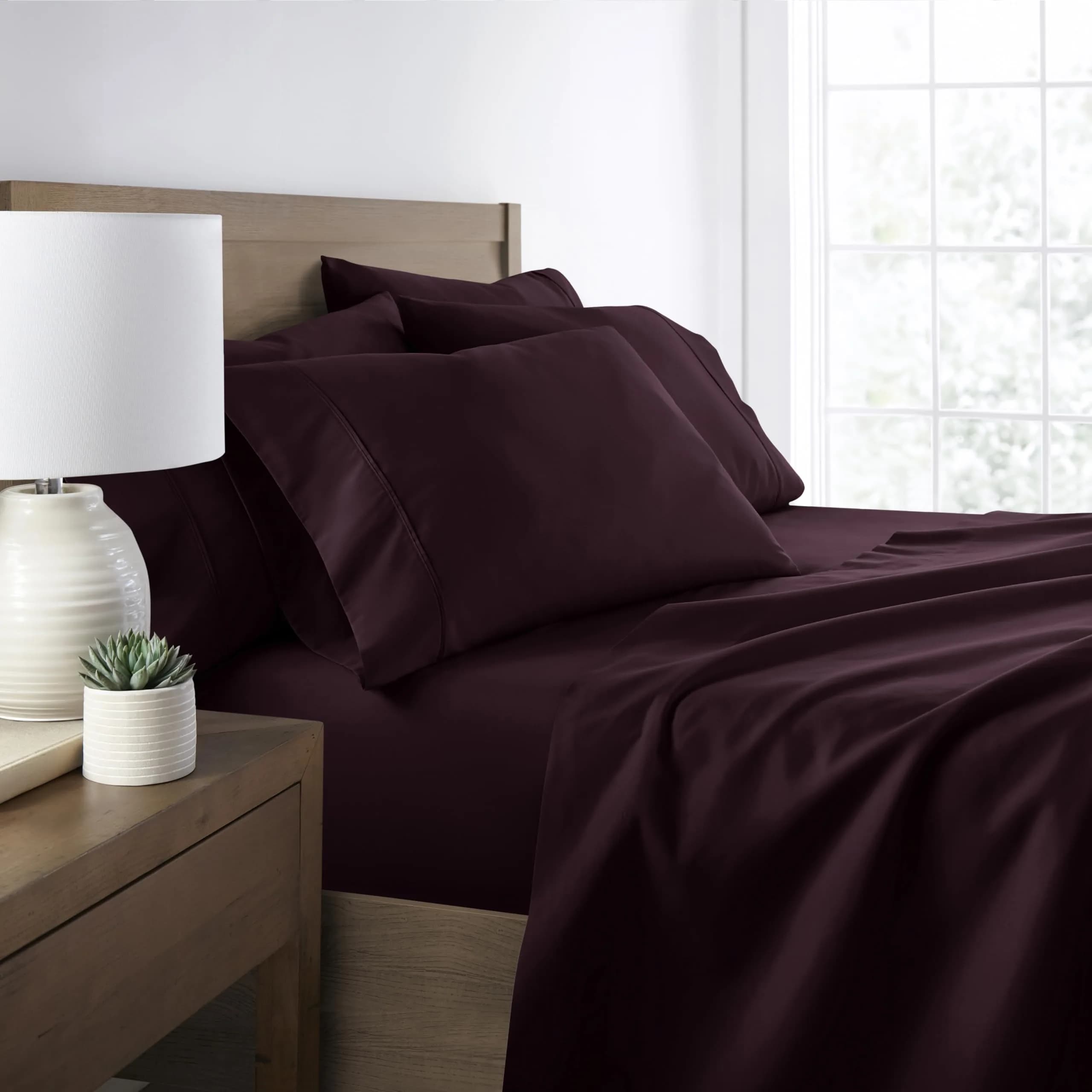 Linen Market King Sheet Set 6 Piece Purple | Ultra Soft & Breathable Cooling Microfiber — Purple