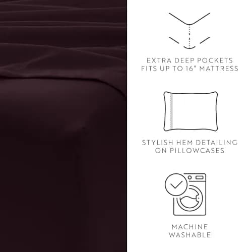 Linen Market King Sheet Set 6 Piece Purple | Ultra Soft & Breathable Cooling Microfiber thumbnail 3