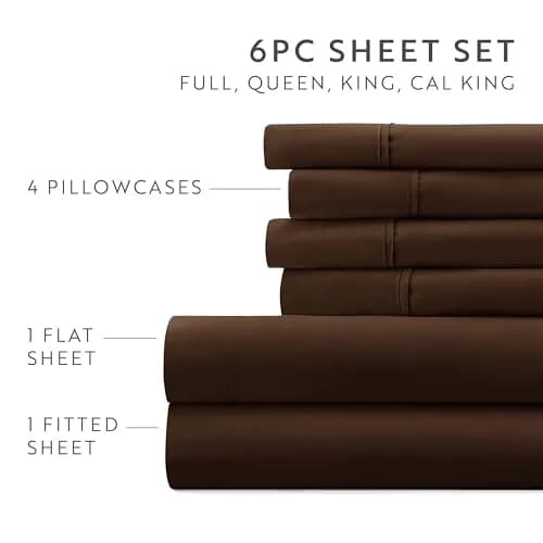 Linen Market 6 Piece Chocolate California King Sheet Set | 600 Thread Count Microfiber thumbnail 5