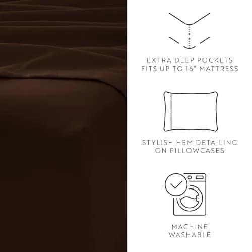Linen Market 6 Piece Chocolate California King Sheet Set | 600 Thread Count Microfiber thumbnail 3