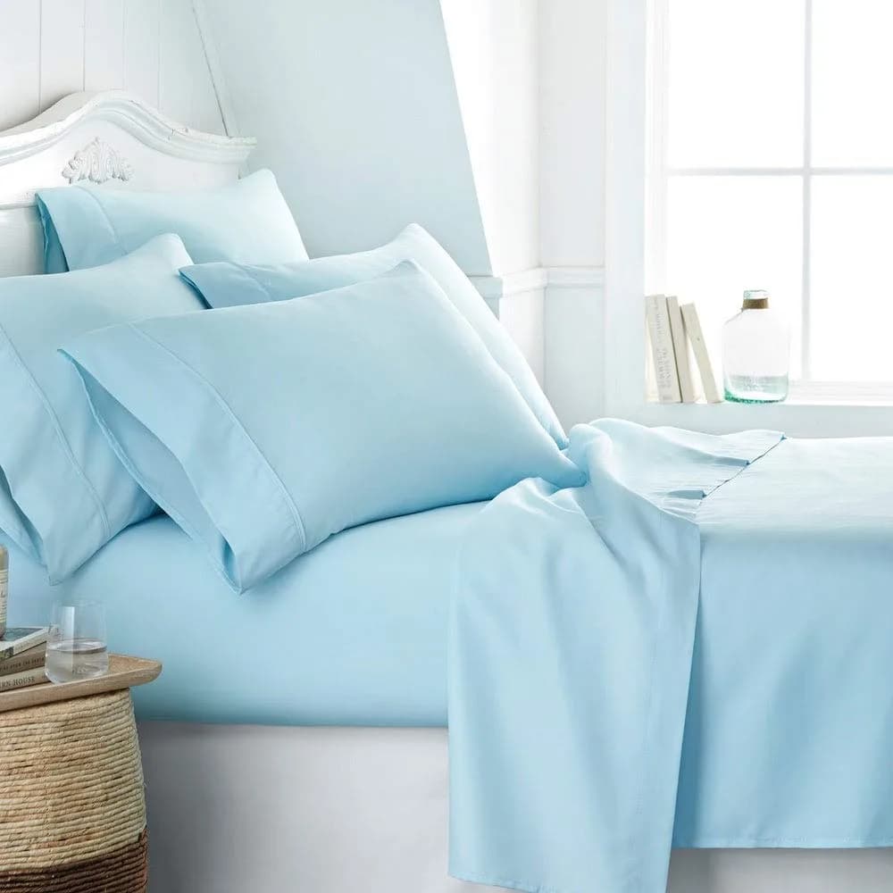 Linen Market 6 Piece Burgundy Twin XL Sheet Set | 156 GSM Microfiber Polyester — Aqua