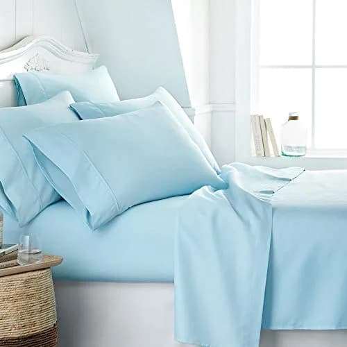 Linen Market California King Sheet Set 6 Piece Aqua | Breathable Cooling Microfiber with Deep Pockets & Wrinkle-Free Finish thumbnail 1