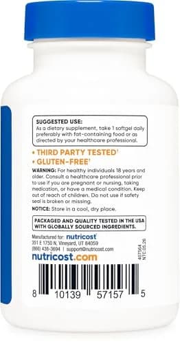 Nutricost Astaxanthin 12mg 60 Softgels | Antioxidant Supplement for Wellness thumbnail 4