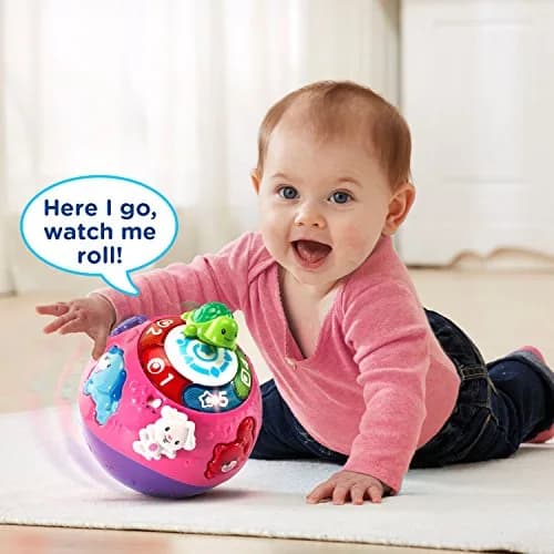 VTech Wiggle and Crawl Ball, Purple | Interactive Baby Toy for Crawling & Motor Skills (6.5" x 7" x 6.5") thumbnail 5