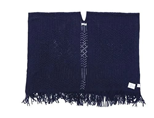 sy soul young Knit Shawl Wrap for Women Ladies Fringe Poncho Cape One Size Navy | Soft Acrylic, Casual & Warm thumbnail 2