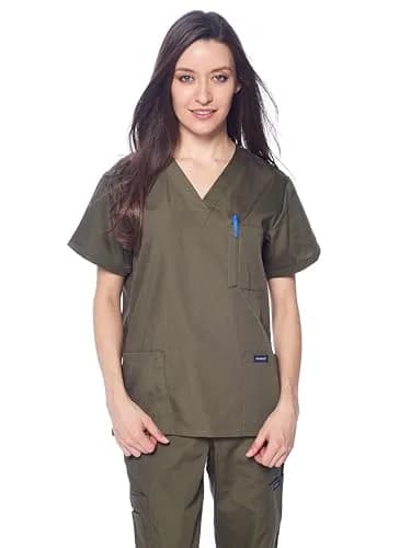 Dagacci Medical Uniform Womens Medical Scrub Set Shirt Top and Pant, Olive Green, Medium thumbnail 4