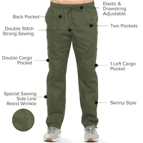 Dagacci Medical Uniform Womens Medical Scrub Set Shirt Top and Pant, Olive Green, Medium thumbnail 6