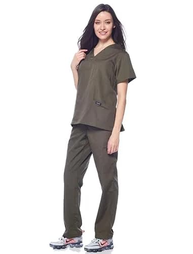 Dagacci Medical Uniform Womens Medical Scrub Set Shirt Top and Pant, Olive Green, Medium thumbnail 3