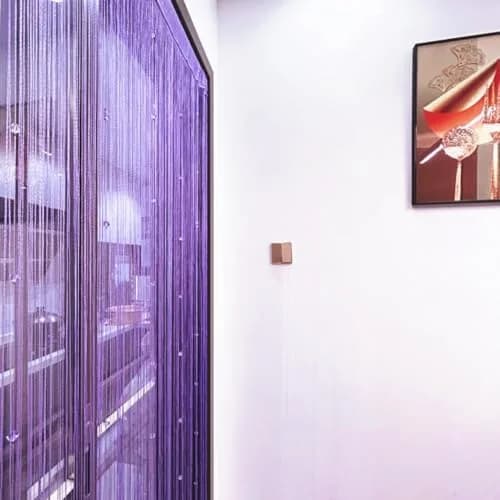 Eve Split Purple Curtain | Modern Room Divider for Wedding & Home (78.7"L x 39.3"W) thumbnail 3