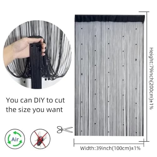 Eve Split Black Curtain 190-200cm high | Modern Grommet Room Divider (70-120 chars) thumbnail 3