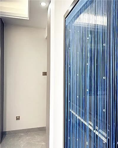 Eve Split Sky Blue Curtain 190-200cm High | Modern Beaded Door String Curtain thumbnail 1