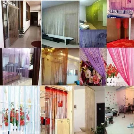 Eve Split Sky Blue Curtain 190-200cm High | Modern Beaded Door String Curtain thumbnail 7