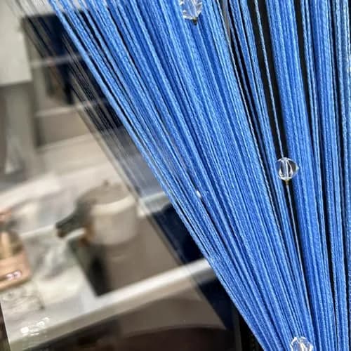 Eve Split Sky Blue Curtain 190-200cm High | Modern Beaded Door String Curtain thumbnail 2
