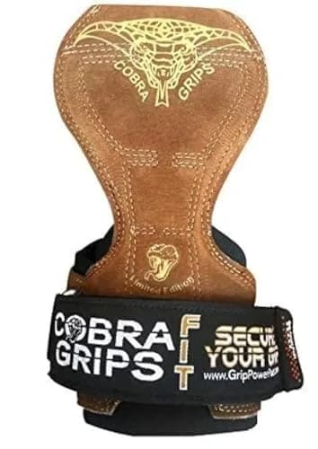 Cobra Grips FIT Brown Leather Weight Lifting Gloves with Wrist Wraps - Unisex Adult (4.25"-7.0" Wrist) thumbnail 1