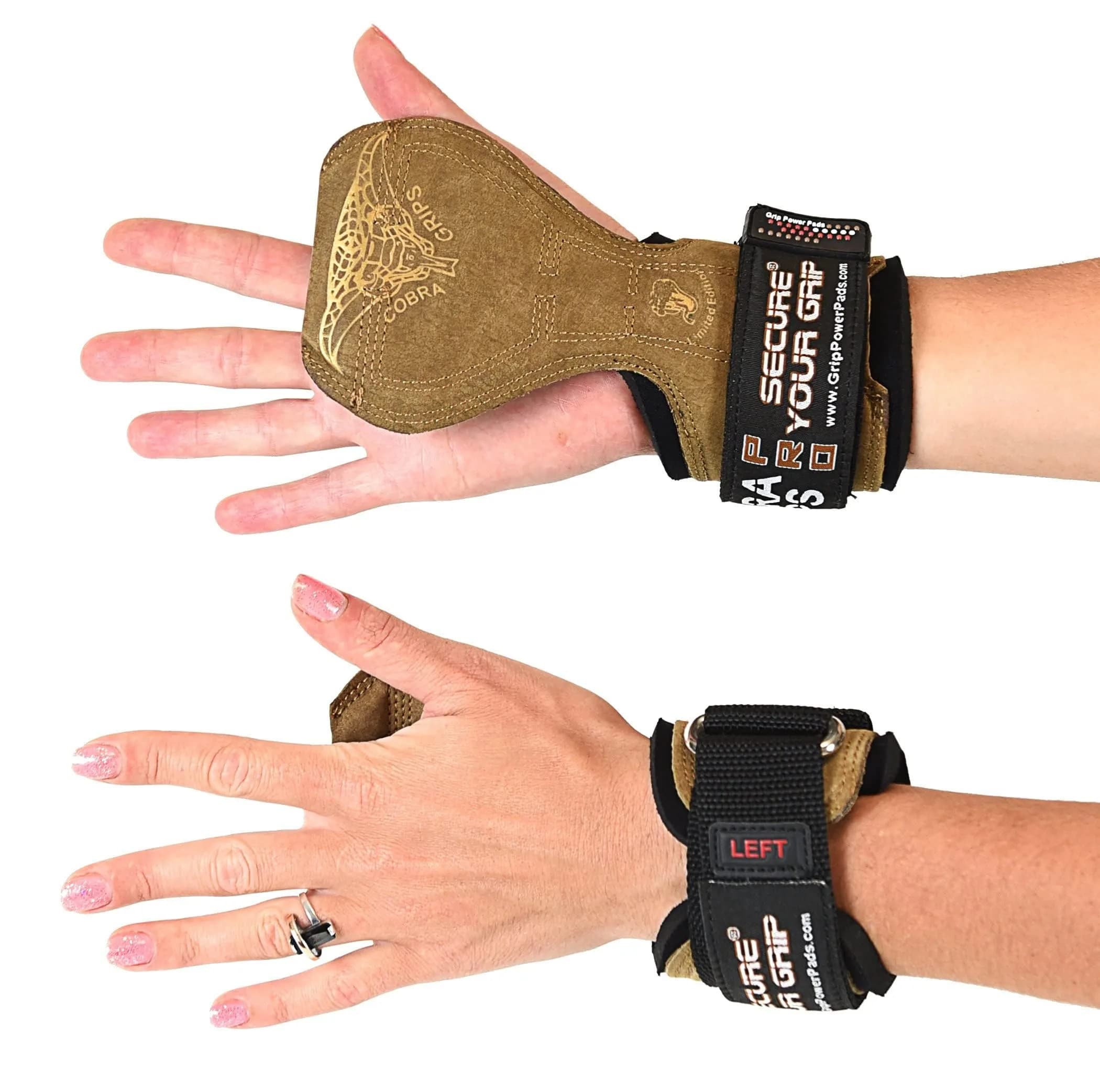 Cobra Grips FIT Brown Leather Weight Lifting Gloves with Wrist Wraps - Unisex Adult (4.25"-7.0" Wrist) - view 2