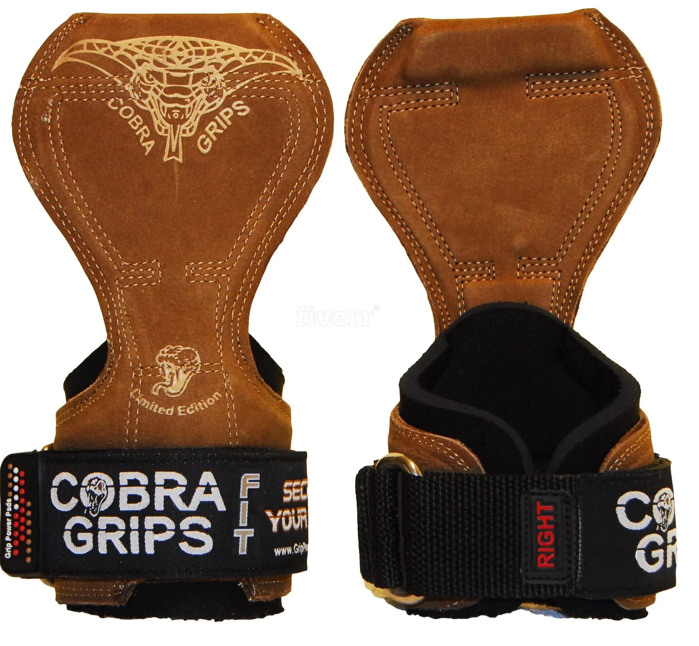 Cobra Grips FIT Brown Leather Weight Lifting Gloves with Wrist Wraps - Unisex Adult (4.25"-7.0" Wrist) - view 3