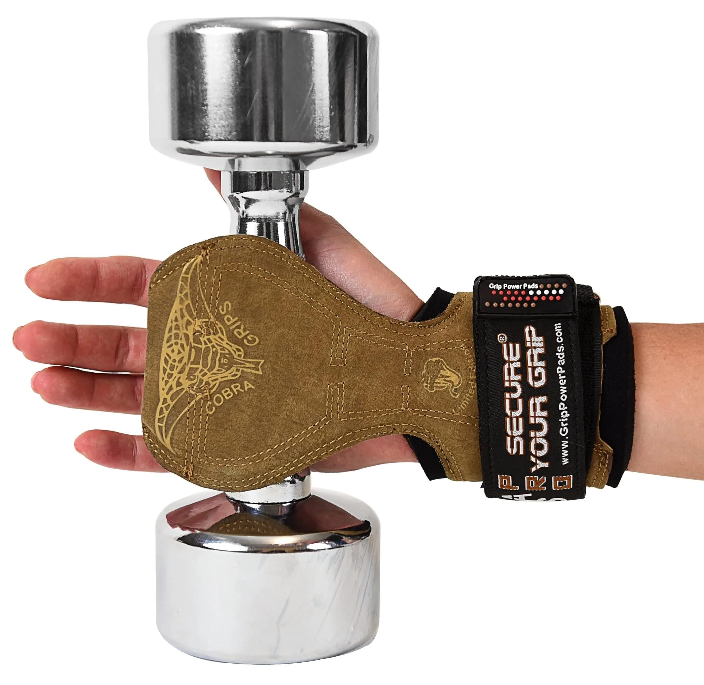 Cobra Grips FIT Brown Leather Weight Lifting Gloves with Wrist Wraps - Unisex Adult (4.25"-7.0" Wrist) - view 4