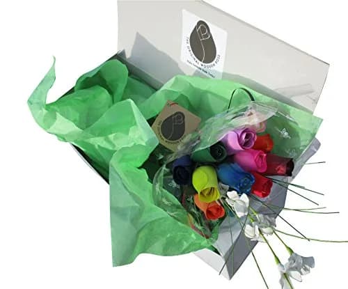 The Original Wooden Rose Assorted Colors Floral Flower Bouquets in a Gift Box (1 Dozen) Brighten your home or office with vibrant birch wood roses, maintenance-free and perfect for gifting thumbnail 1